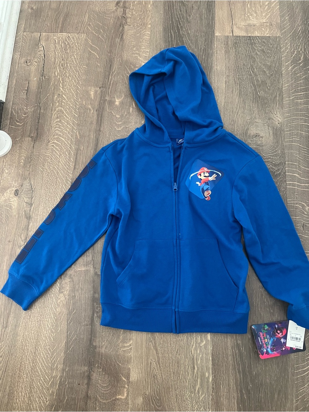 Blue Kids Zip-Up Hoodie with Super Mario